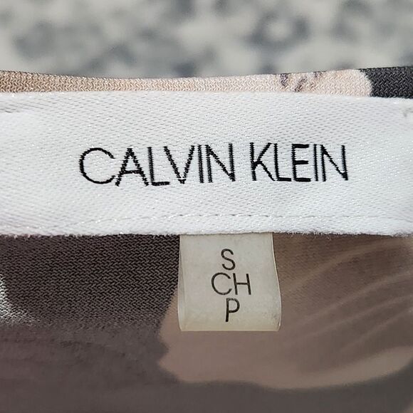 Calvin Klein Top Size Small Black Floral Sheer Sleeves - Picture 11 of 15